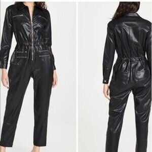 WeWoreWhat faux leather Black Jumpsuit - size M